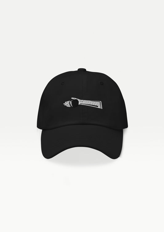 Hand with apple Black cap